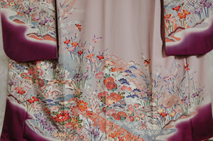 Sugartown Sunrise Vintage Yuzen Furisode Kimono Robe