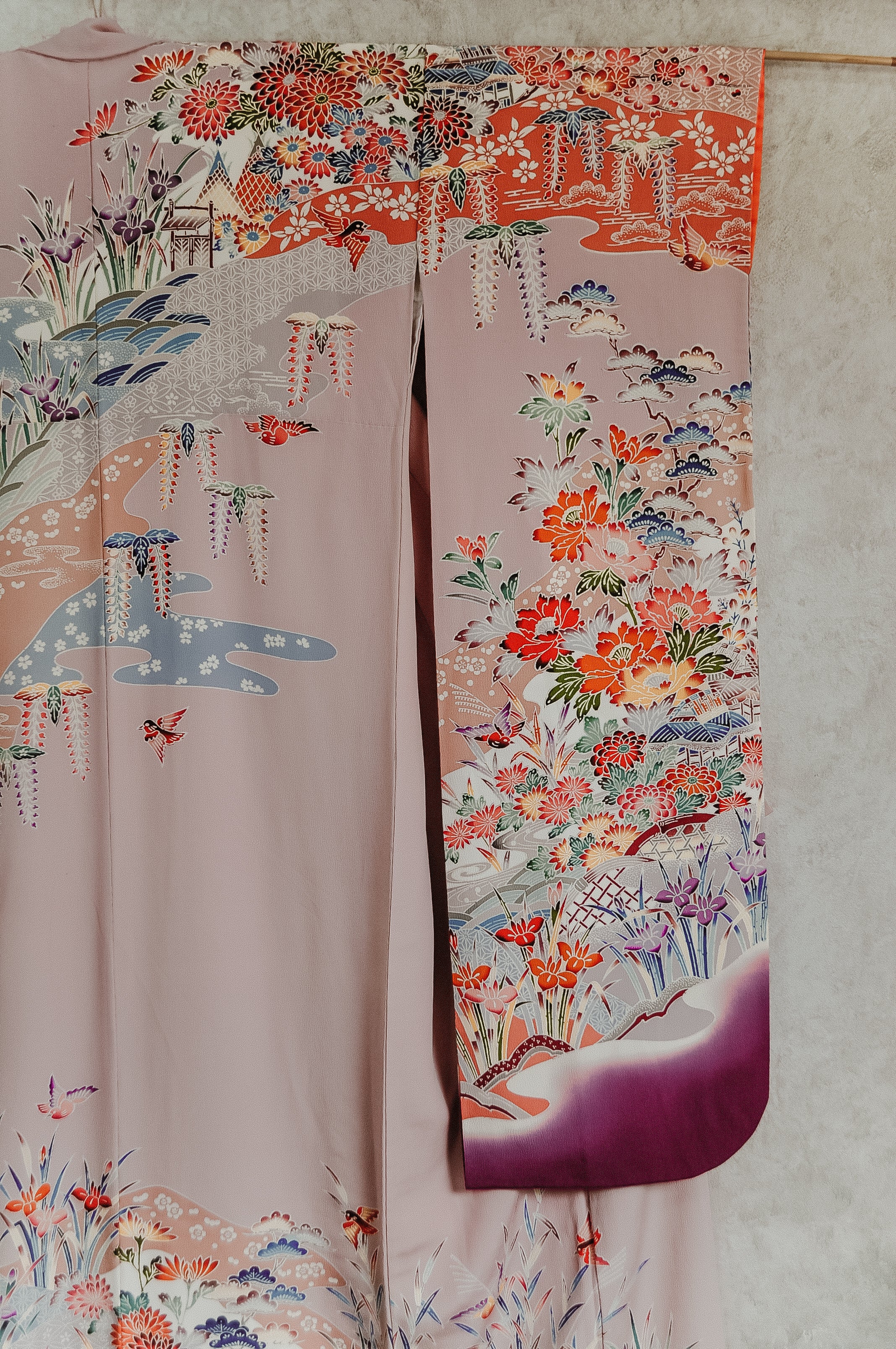 Sugartown Sunrise Vintage Yuzen Furisode Kimono Robe