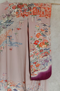 Sugartown Sunrise Vintage Yuzen Furisode Kimono Robe