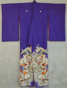 Kikyo Haze Antique Silk Vintage Kimono Kikyo Kamon