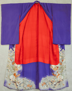 Kikyo Haze Antique Silk Vintage Kimono Kikyo Kamon
