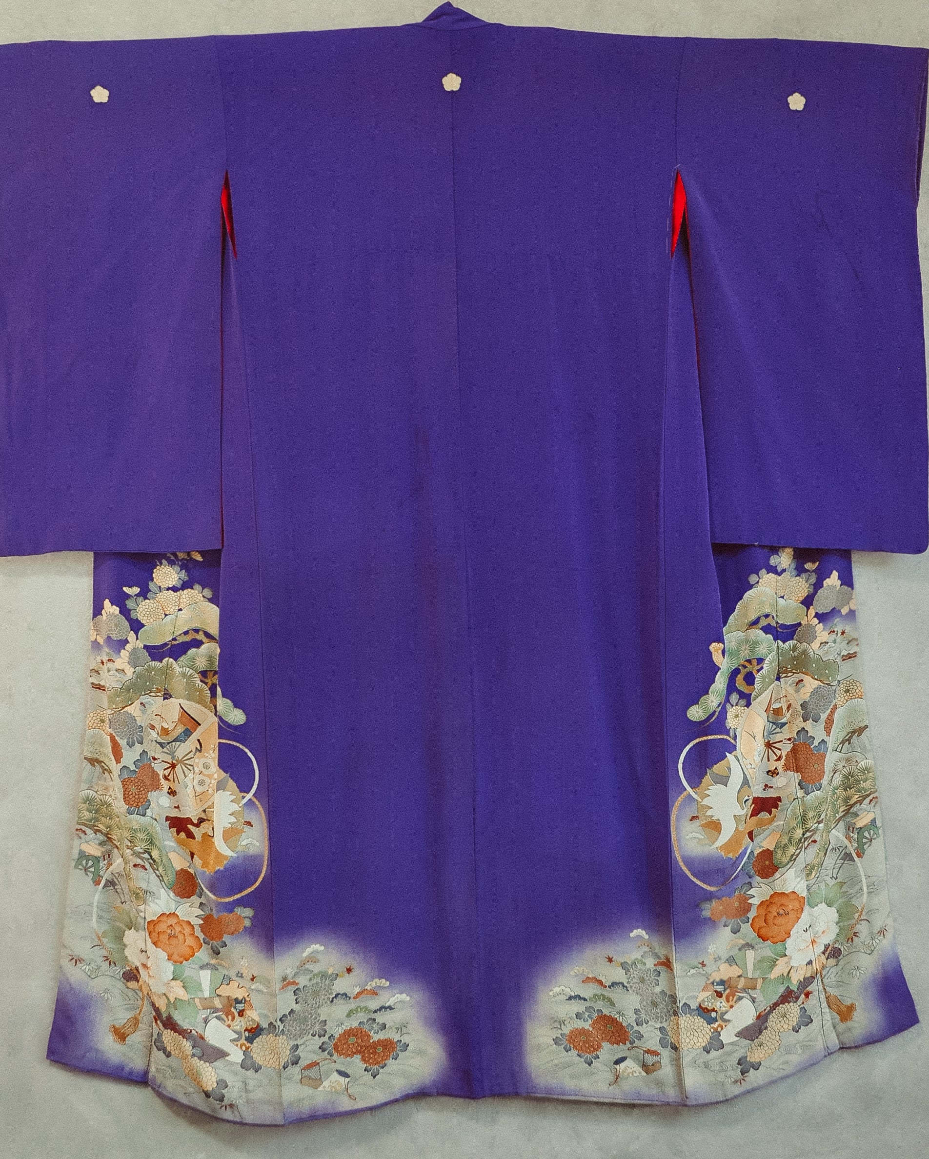Kikyo Haze Antique Silk Vintage Kimono Kikyo Kamon