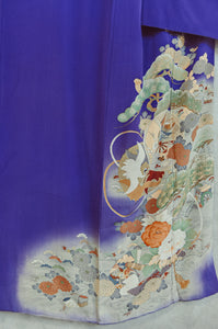 Kikyo Haze Antique Silk Vintage Kimono Kikyo Kamon