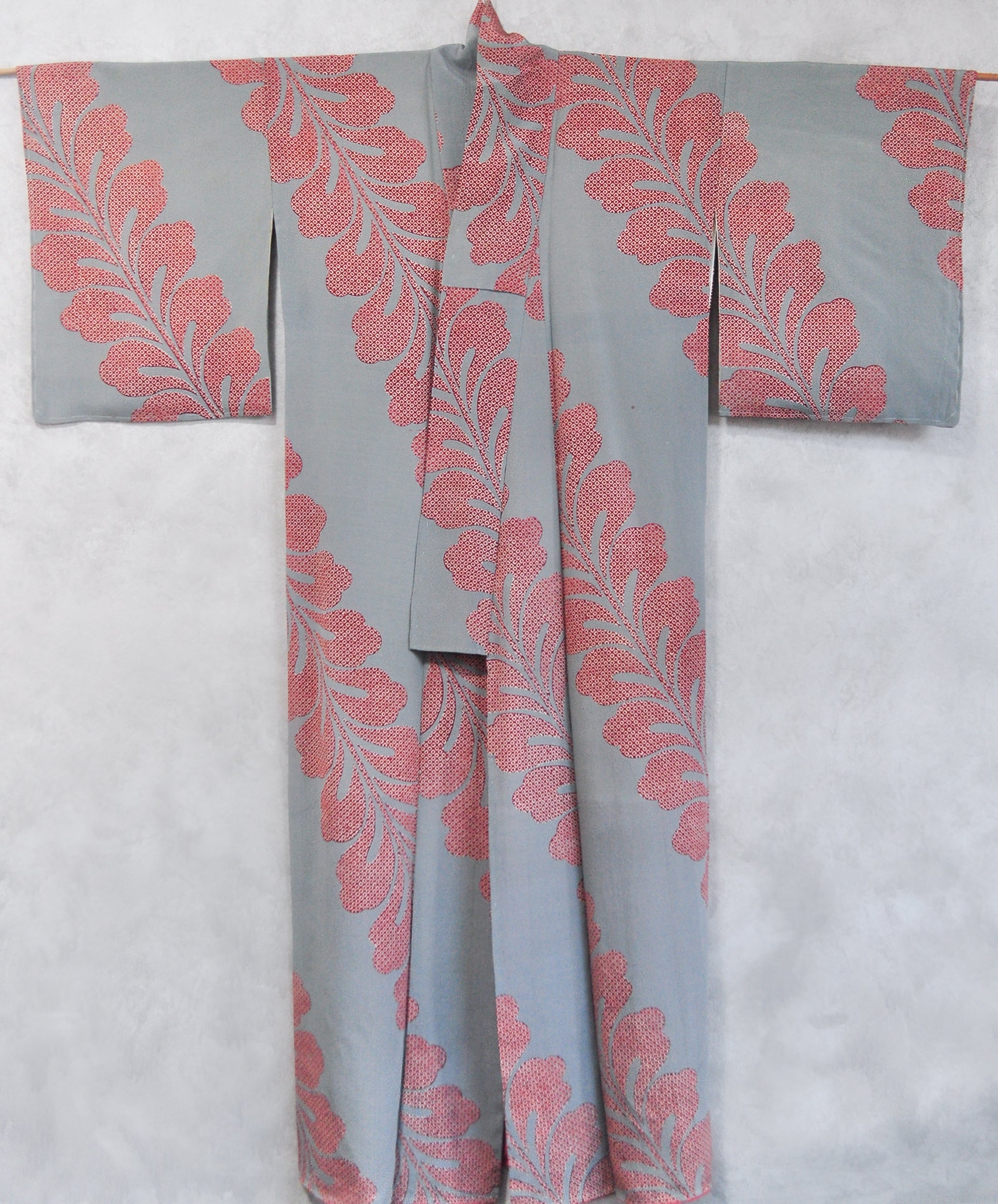 Musa Basjoo Leafy Pattern Shibori Print Vintage Kimono