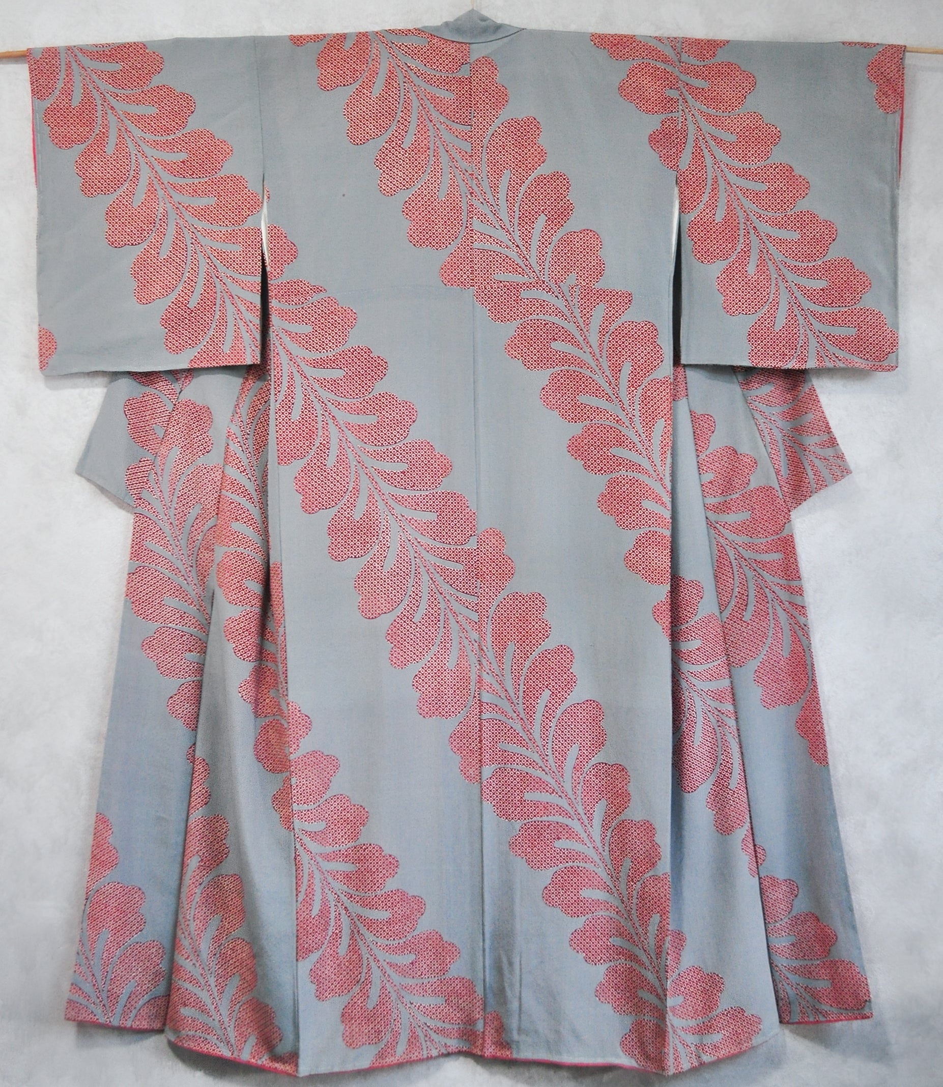 Musa Basjoo Leafy Pattern Shibori Print Vintage Kimono