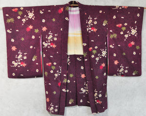 Tale of Genji Antique Jacquard Silk Vintage Haori Kimono