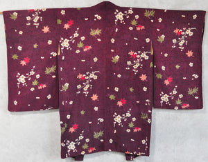 Tale of Genji Antique Jacquard Silk Vintage Haori Kimono