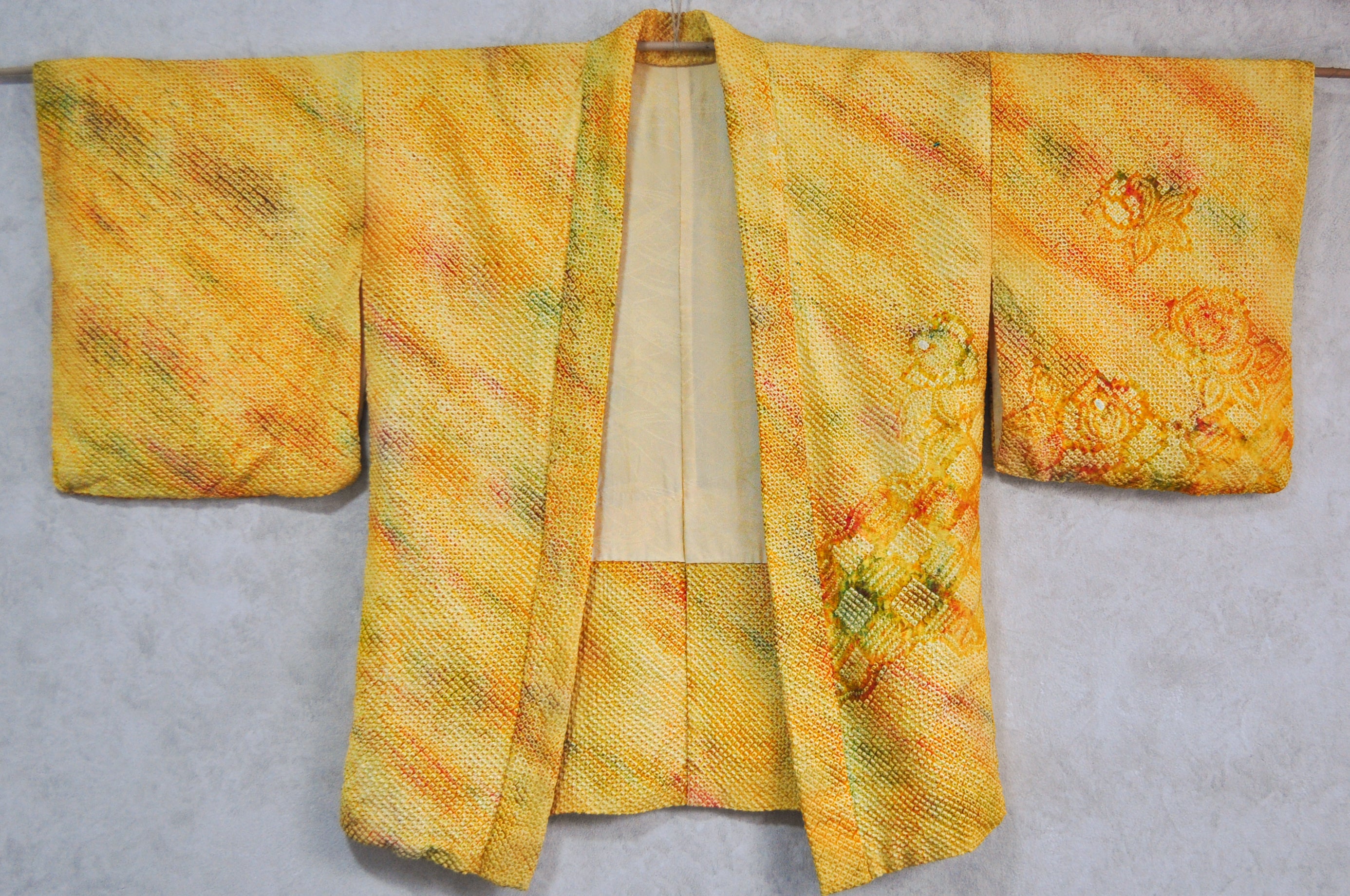 Golden Rose Full Shibori Silk Vintage Kimono Jacket
