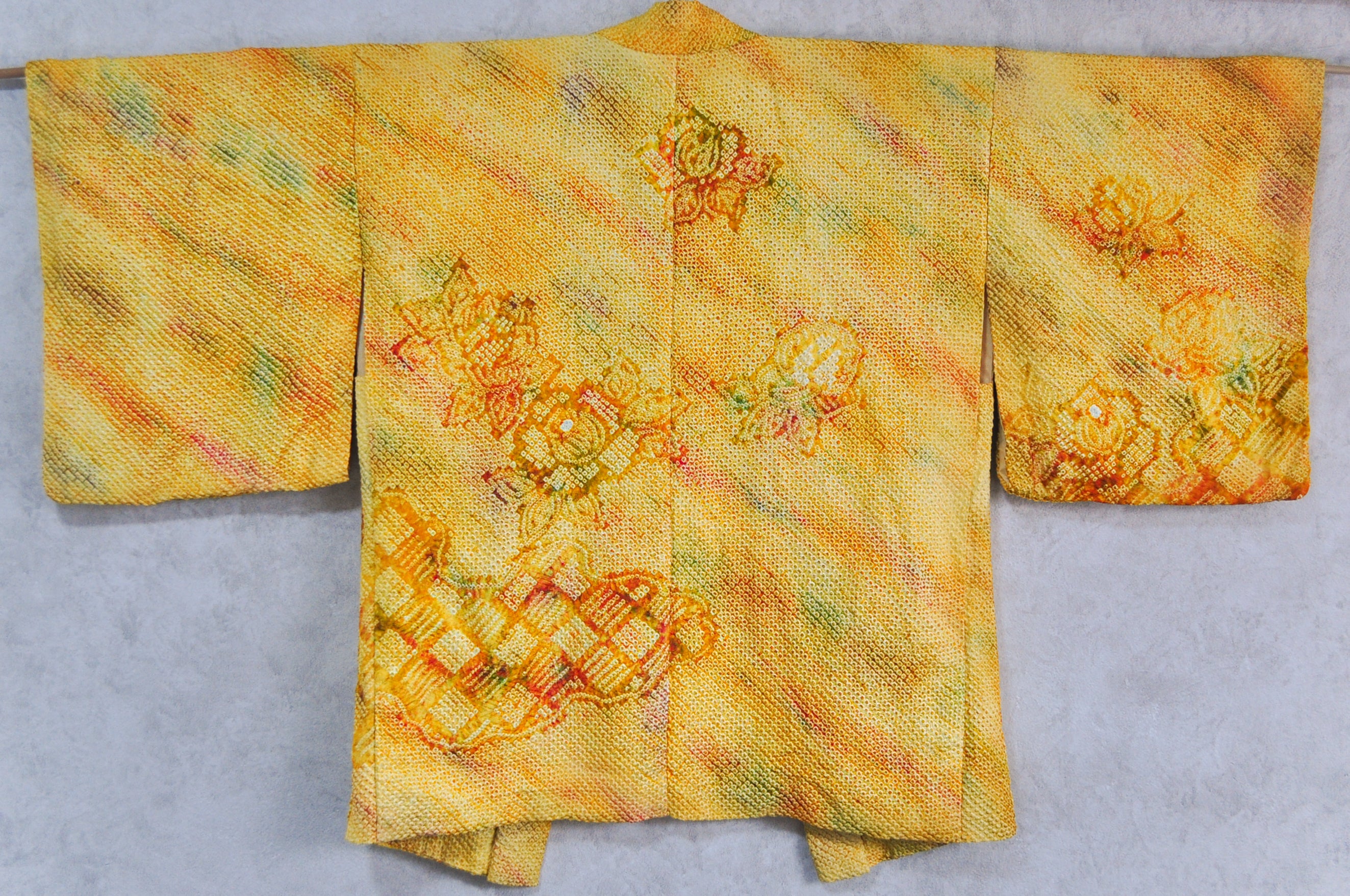 Golden Rose Full Shibori Silk Vintage Kimono Jacket