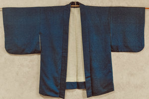 Sapphire Wave Vintage Textured Silk Kimono Jacket