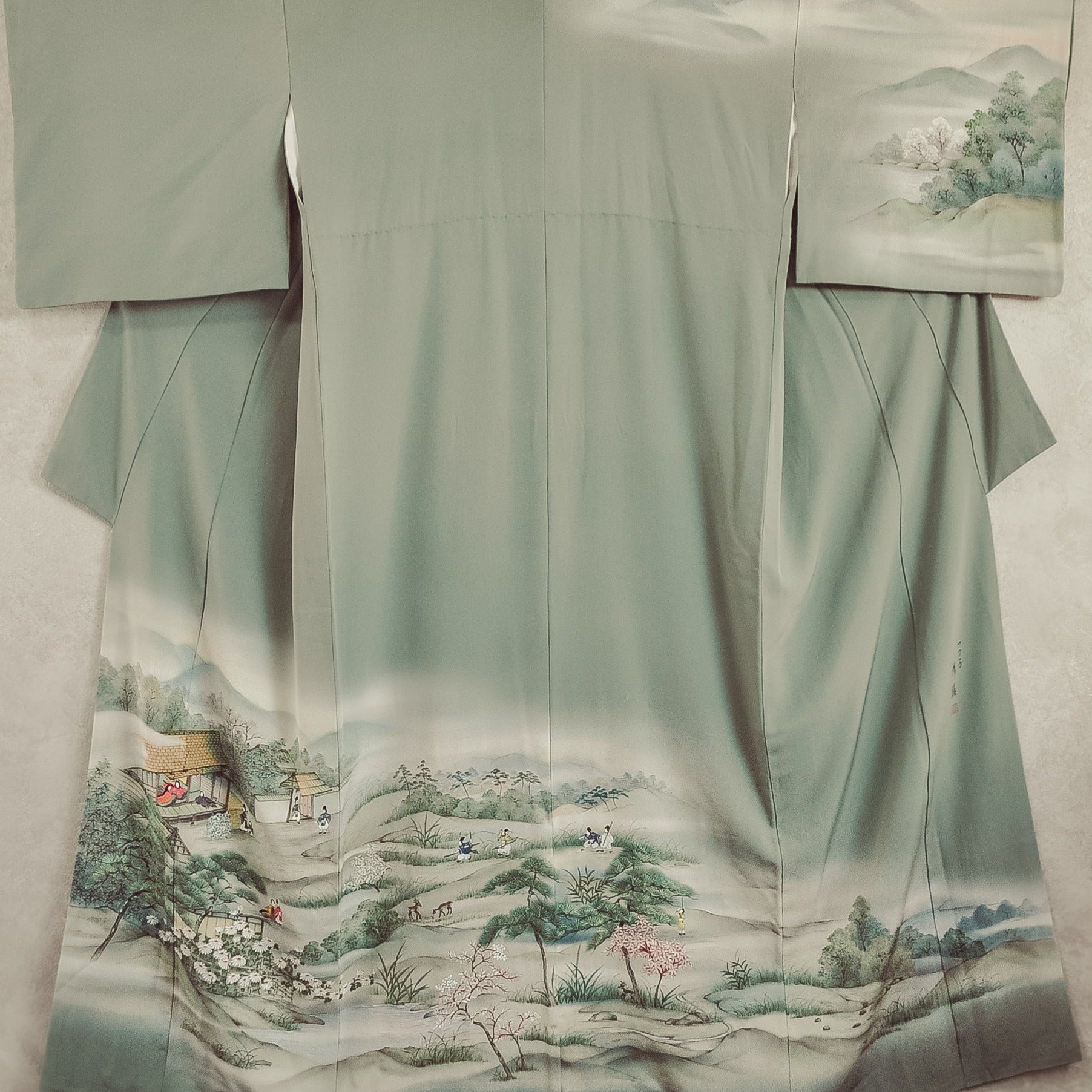 Once upon a time 80s Hand Painted Landscape Kimono Robe
