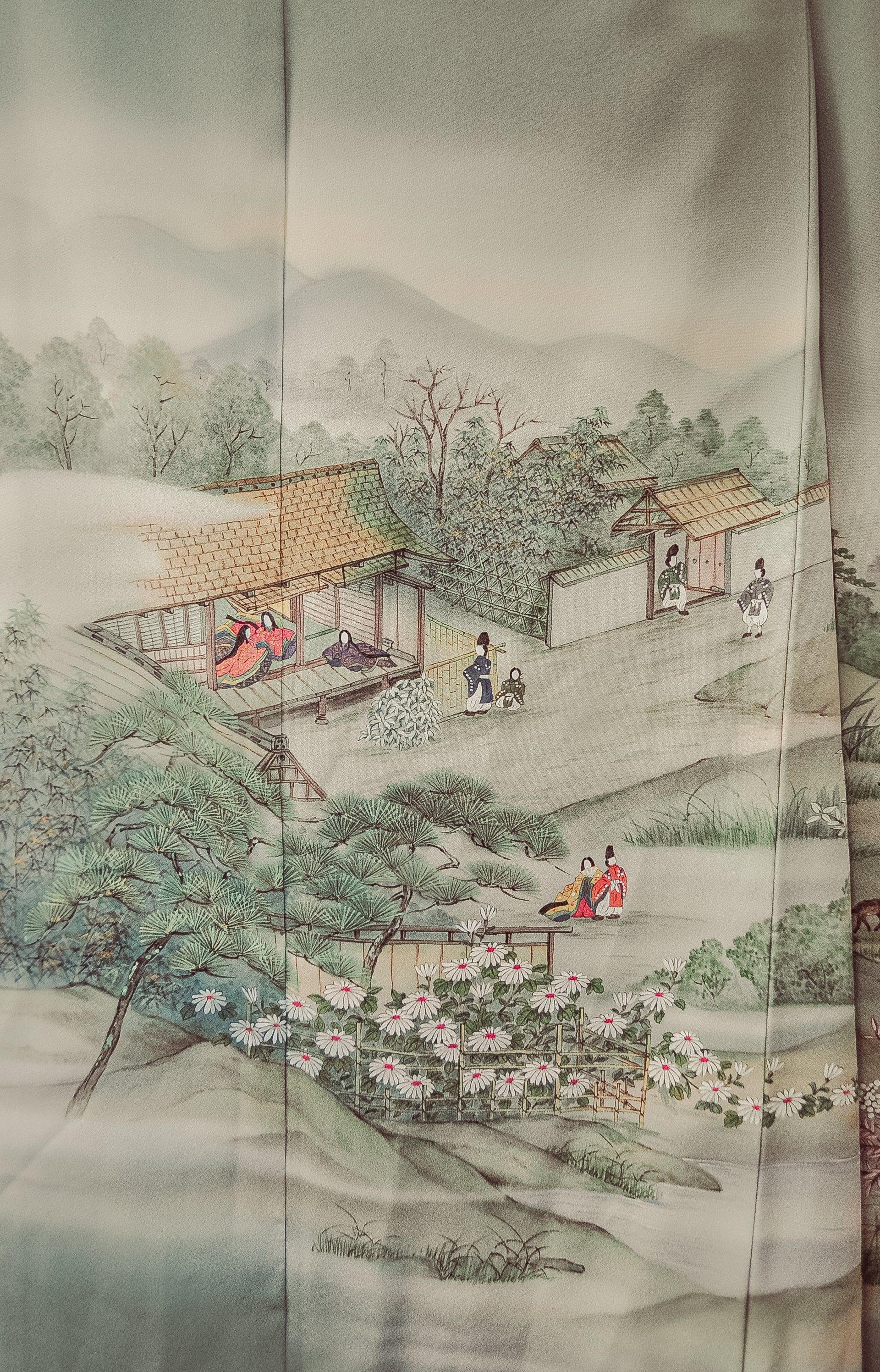 Once upon a time 80s Hand Painted Landscape Kimono Robe