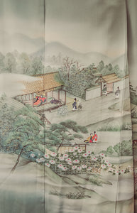 Once upon a time 80s Hand Painted Landscape Kimono Robe