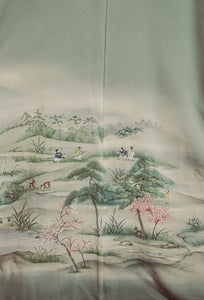 Once upon a time 80s Hand Painted Landscape Kimono Robe