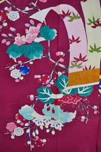 Azalea 40s Semi Antique Textured Silk Kimono Robe