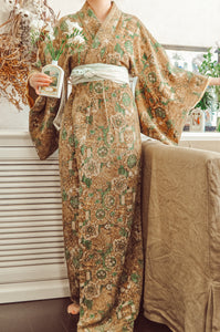 Emerald Starlight Print 80s Vintage Kimono Robe
