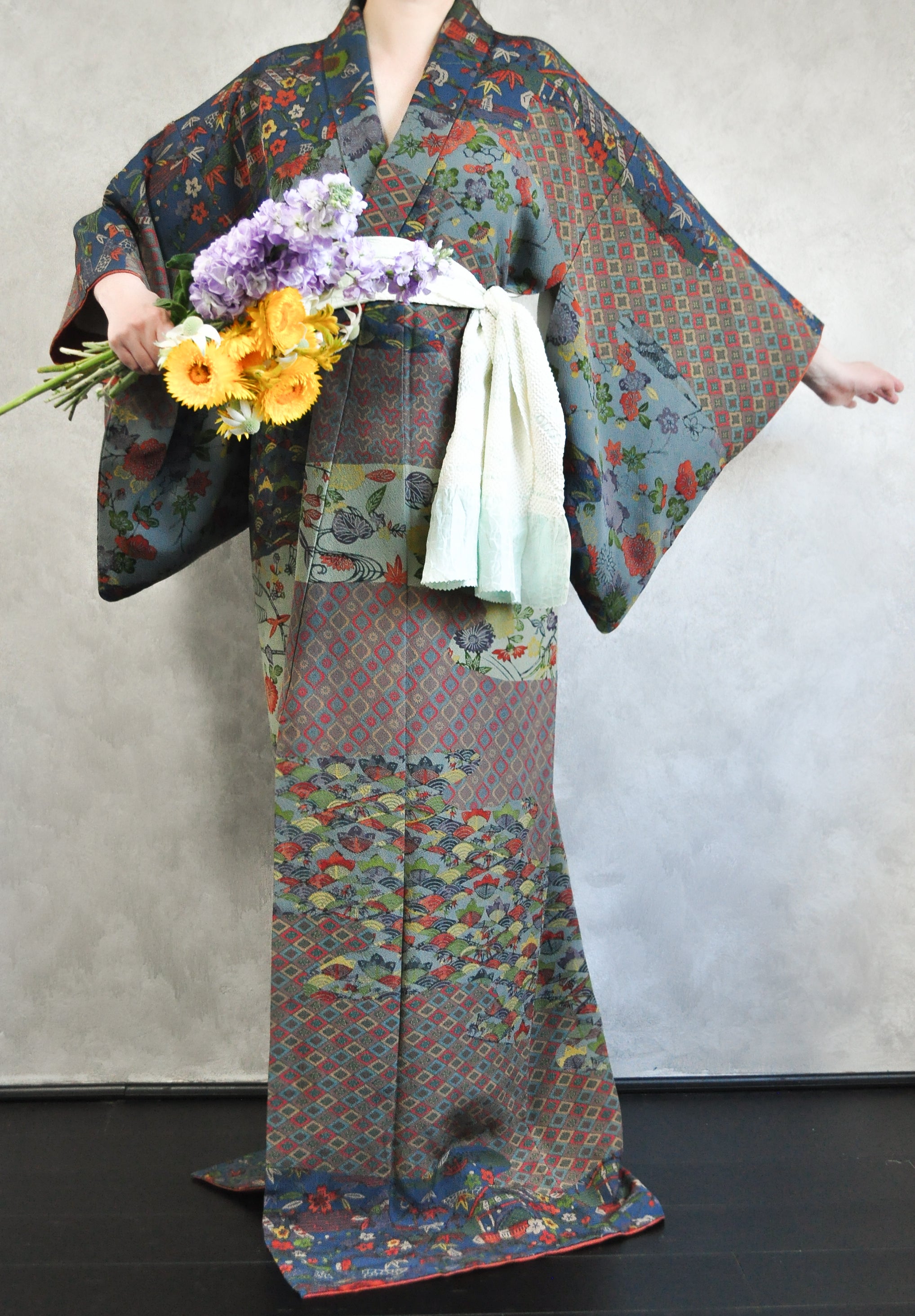 Horizon Blue Water colour Landscape vintage Kimono Robe