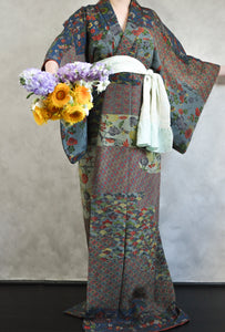 Horizon Blue Water colour Landscape vintage Kimono Robe