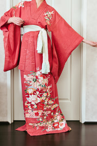 Rosy Cloud Antique Silk Vintage Kimono Robe