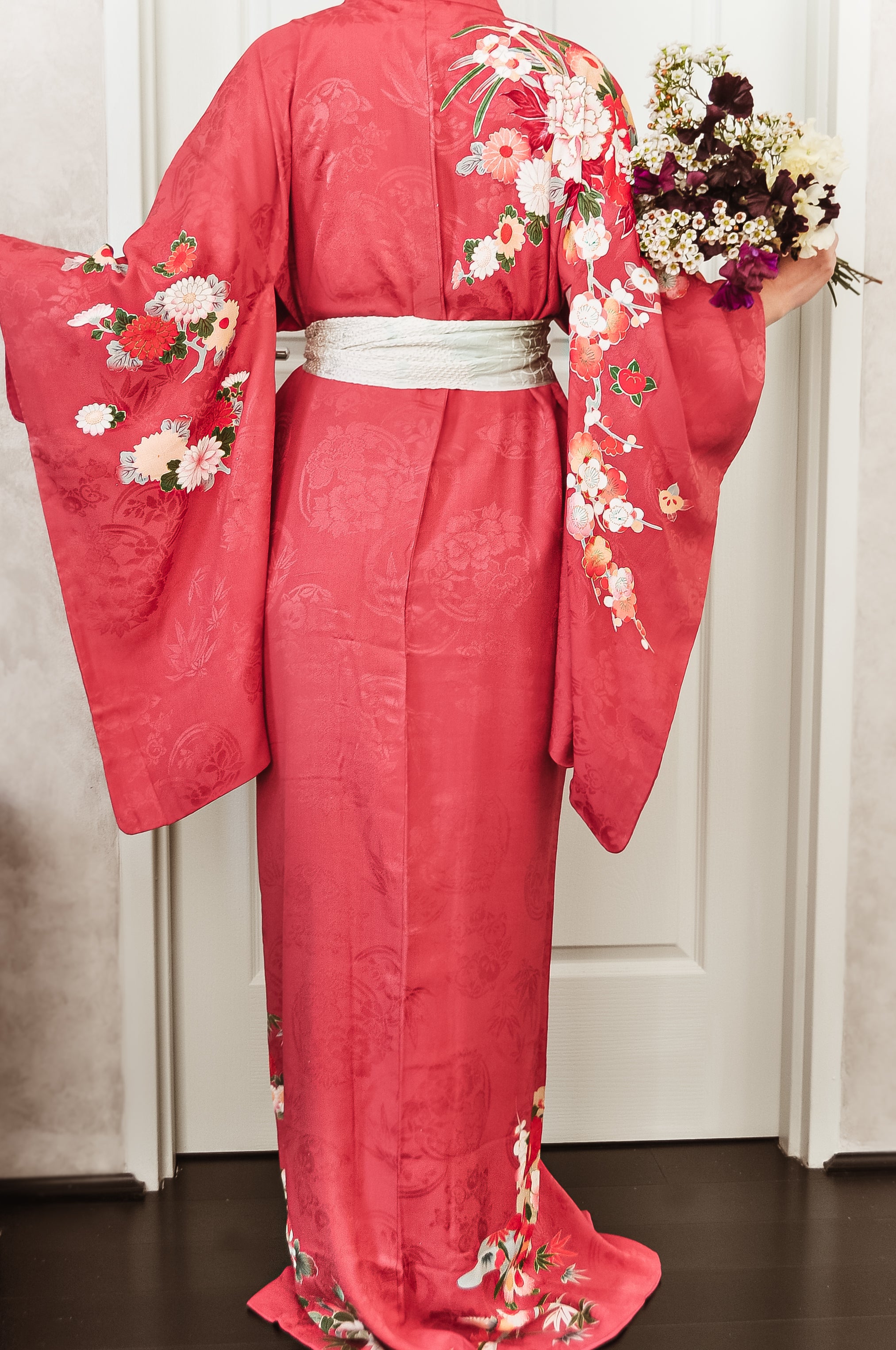 Rosy Cloud Antique Silk Vintage Kimono Robe