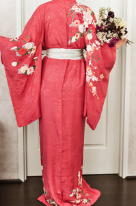 Rosy Cloud Antique Silk Vintage Kimono Robe