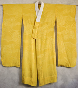 Gold Chrysanthemum Silk Jacquard 70s Juban Kimono Robe