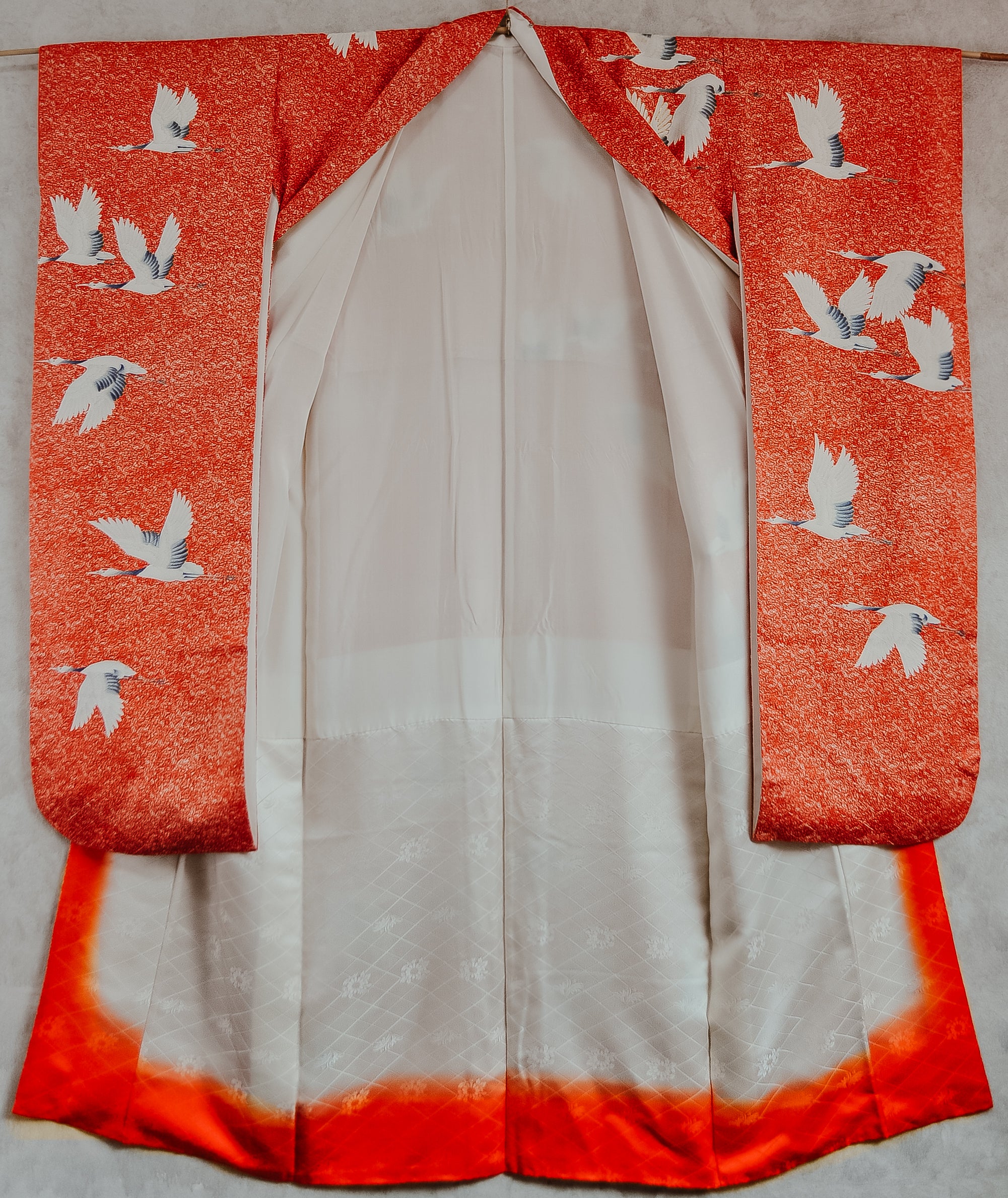 Dance of Eternal Love Vintage Textured Silk Furisode Kimono