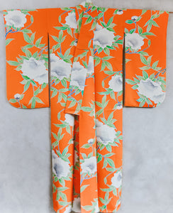 Haku Rakuten Camellia Pattern Jacquard Vintage Kimono
