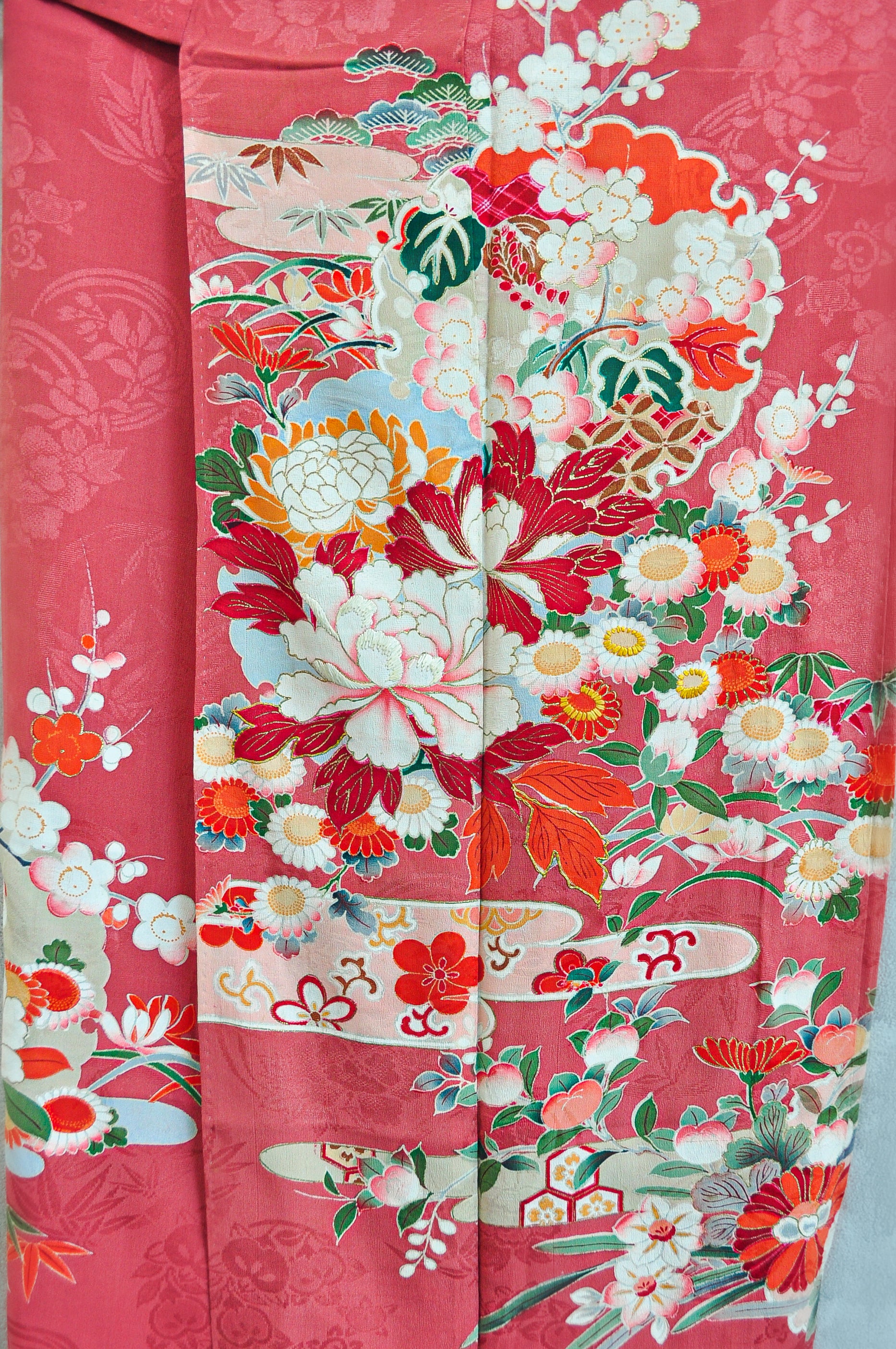 Rosy Cloud Antique Silk Vintage Kimono Robe