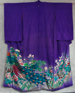 Magnificent Lovebirds Antique Katabami Kamon Vintage Kimono