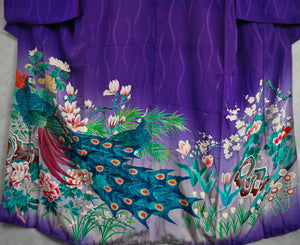 Magnificent Lovebirds Antique Katabami Kamon Vintage Kimono