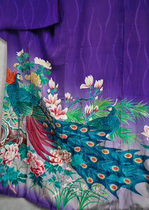 Magnificent Lovebirds Antique Katabami Kamon Vintage Kimono