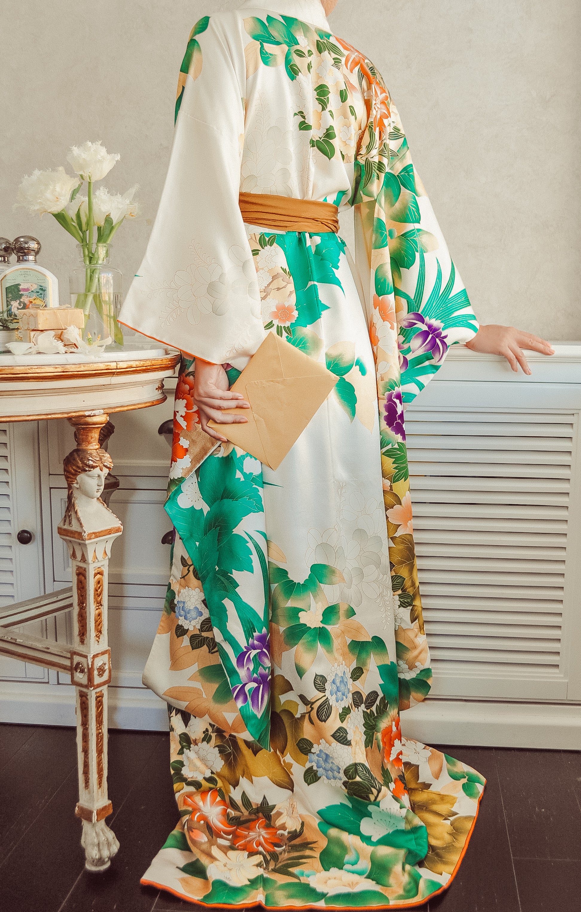 Les prairies fleuries 70s Vintage Furisode Kimono Robe