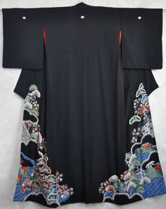 Three Friends of Winter 50s Semi Antique Kimono Robe