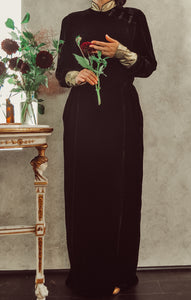 High Sea by Moonlight Vintage Mandarin Collar Velvet Wrap Dress