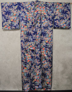 Jardin Bleu 70s Vintage Silk Kimono Robe
