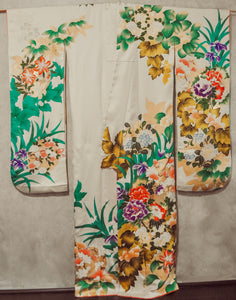 Les prairies fleuries 70s Vintage Furisode Kimono Robe