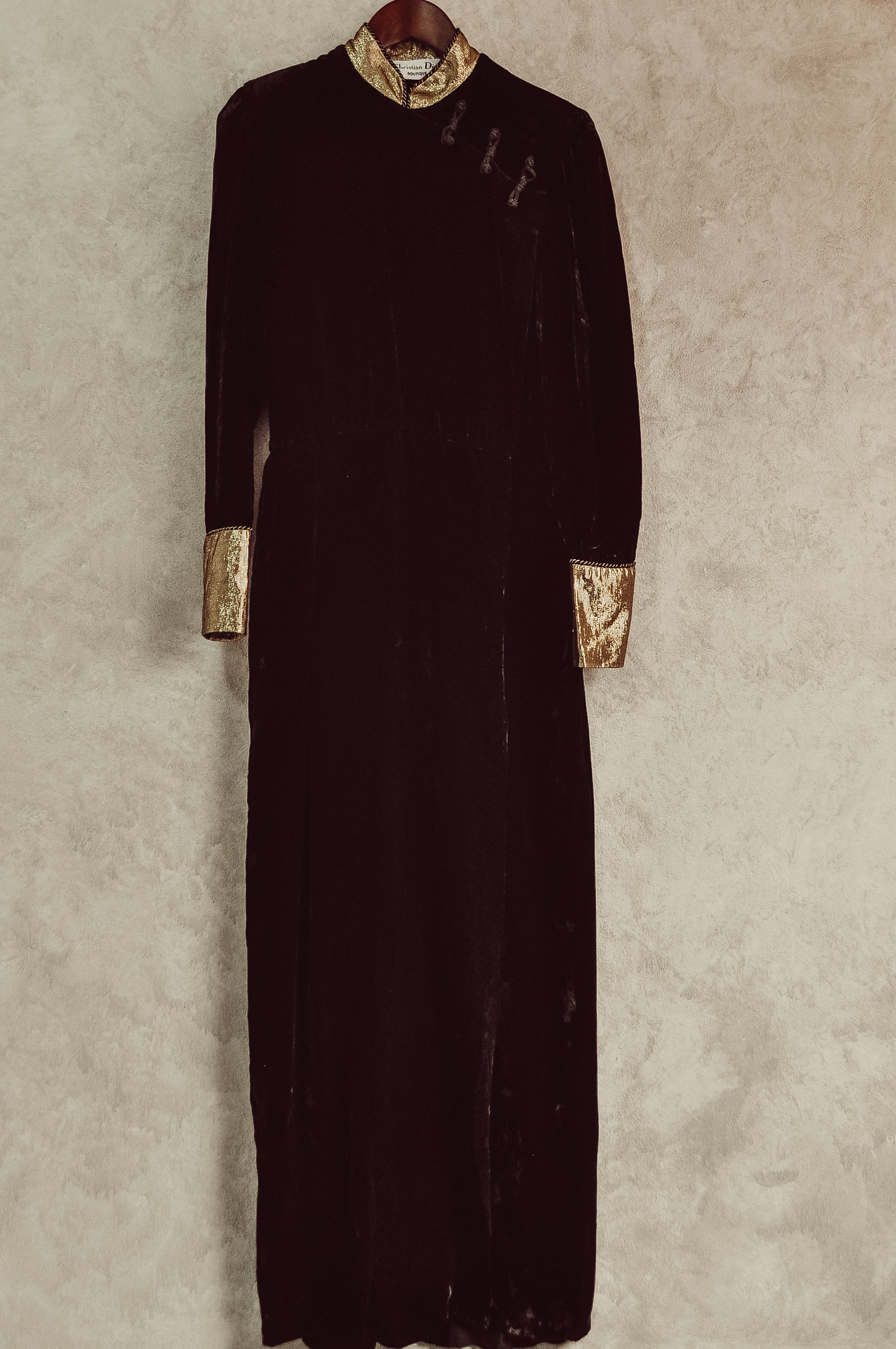 High Sea by Moonlight Vintage Mandarin Collar Velvet Wrap Dress