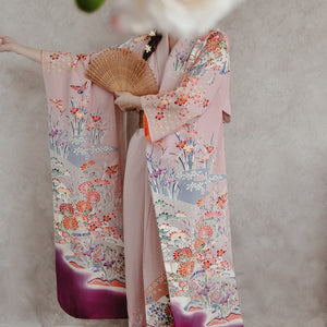 Sugartown Sunrise Vintage Yuzen Furisode Kimono Robe